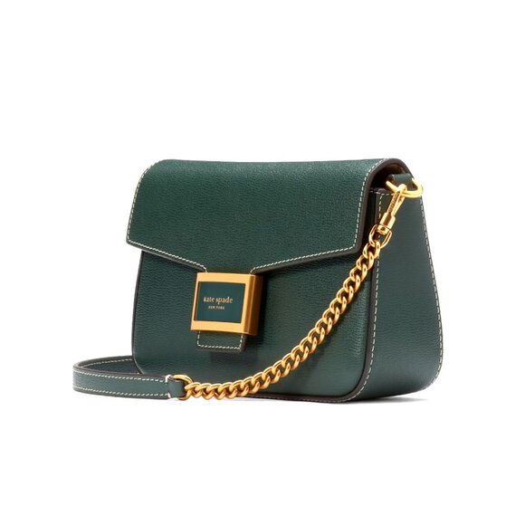 New Kate Spade Katy Textured Leather Flap Small Crossbody Rock Garden Green - Picture 6 of 6